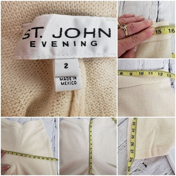 St. John Evening Vtg Pant & Tank Suit Winter Ivory Knit Small sz 2 See Details - Picture 11 of 12